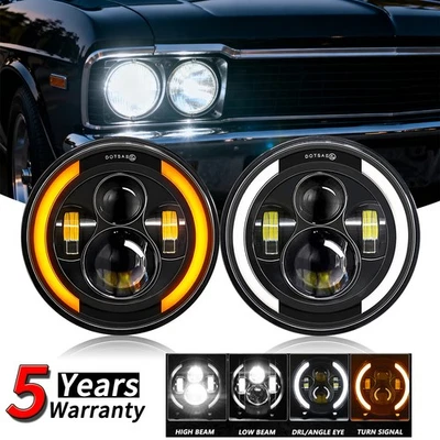 For Ford Pinto 1974-1978 2PCS 7 inch LED Headlights Hi/Lo Beam DRL Lamp 48000LM - Image 1 of 4