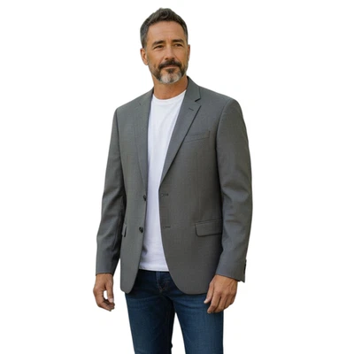 $698 Emporio Armani Men G-Line Blazer EU56(46L) Gray Virgin Wool Luxury Jacket - Image 1 of 4