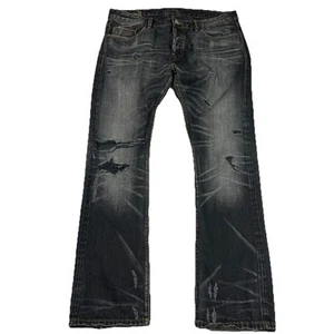 Cult of Individuality Rebel Straight Buttonfly Distressed Denim Jeans Men 38x34 - Picture 1 of 14