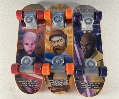 2010 LFL Star Wars Clone Wars McDonalds Skateboard Fingerboards Lot Of 3 Obi - Image 1 of 2