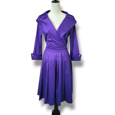 Vestido Eliza J Púrpura Imitación Envolvente Shantung Talla 10 Fiesta Fiesta Boda Invitada Foto 1 de 4