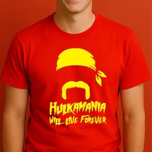 Hulkamania Will Live Forever Red T-Shirt Hulk Hogan tribute tee - Picture 1 of 5