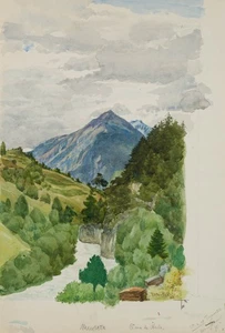 E. FÜRSTENAU (*1862), Blick auf Muchetta,  1910, Aquarell Romantik Natur - Bild 1 von 4