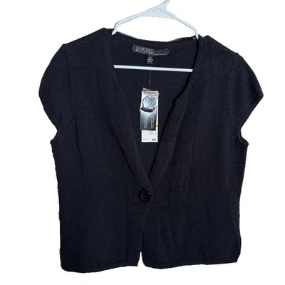 Suéter Kasper Para Mujer Pequeño Negro Tejido Cárdigan Chaleco Botón Nuevo con Etiquetas Foto 1 de 4