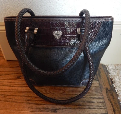 Medium Black & Brown Leather BRIGHTON Tote Purse! - Image 1 of 4