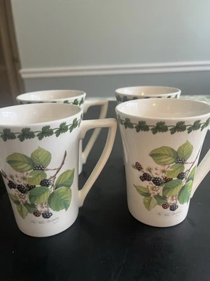 Portmeirion POMONA Wild Blackberry Apple Blossom Laurel Band Mugs Cups 4pc - Image 1 of 4
