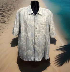 TOMMY BAHAMA Camp Shirt 100% Silk Mens XL Hawaiian Floral Tropic Beach Resort - Picture 1 of 13