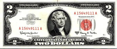 1963-A $2 "RED SEAL" Legal Tender VF-CVF Fr. 1514 - Image 1 of 3
