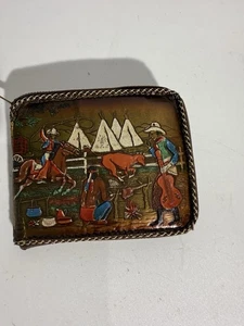 Billetera de Colección Años 50 Cabeza de Caballo Cuero Herramientas Vaquero Ecuestre Nativos Americanos - Imagen 1 de 3