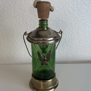 Vintage Whiskey Decanter Music Box Green Glass Bottle w/Stopper - Picture 1 of 8