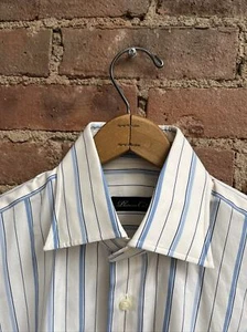 Phineas Cole Men’s Shirt, Sz 15/35, White/Blue Stripe 100% Cotton - Picture 1 of 7
