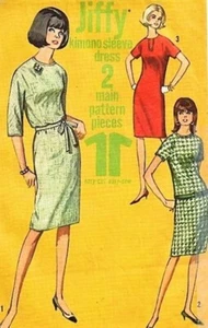 Simplicity 6049 Pattern Shift Dress Kimono Sleeves Vintage 1965 Size 18 Uncut - Picture 1 of 3