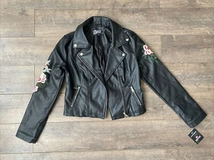 Vegan Leather Biker Jacket Moto Gear Size Small Women - Picture 1 of 8