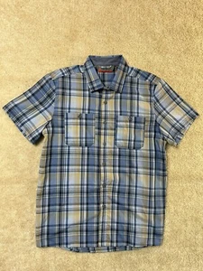 Camisa Free Country Hombre Mediana Azul Amarillo Abotonada Ligera Occidental Informal - Imagen 1 de 13