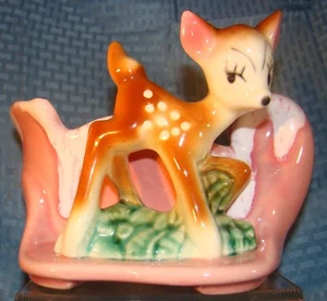 DISNEY LEEDS POTTERY BAMBI FLOWER VASE - BEAUTIFUL 70 YEARS OLD TWO-TONED VASE! - Picture 1 of 12