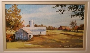 BARBARA NUSS WATERCOLOR PAINTING WORLD COLLECTED ARTIST RURAL FARM SCENE - Picture 1 of 7