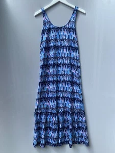 Lilly Pulitzer Dress Medium Blue Sleeveless Midi Martins Sails Stripes - Picture 1 of 13