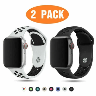 2 Pack Silicone iWatch Band Strap For Apple Watch Series 11 10 9 8 7 6 5 Ultra 3 - Image 1 of 4