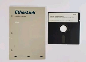 Software y guía de diagnóstico 3Com Etherlink original vintage años 80 disquete de 5,25" - Imagen 1 de 2