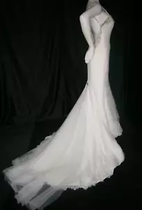 Cristine Anthony Bridal Reflections Wedding Dress 10 Lace BlingTulle Scarf Train - Picture 1 of 18