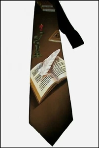  Men Silk Necktie Novelty Art Neck Tie Old World Elegance Hand Painted - Picture 1 of 5