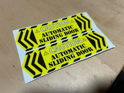 2x Automatic Sliding Door Warning Sticker Two-Sided Glass Door Window Decal Sign - Image 1 of 2