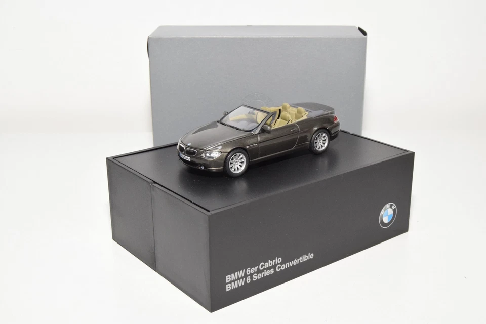 B25 1:43 MINICHAMPS BMW 6ER 6ER CABRIO MET. BRAUN HÄNDLER MIB - Bild 1 von 4