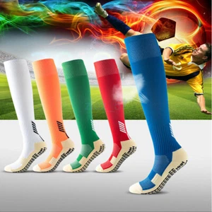 AU Long Anti-slip Grip Football Socks For Women Men Girls Boys Rugby Sports Sock - Picture 1 of 20