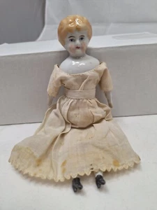 Antique 7" Blonde Herwig China Head Doll Dressed Doll House Germany c1900 - Picture 1 of 7