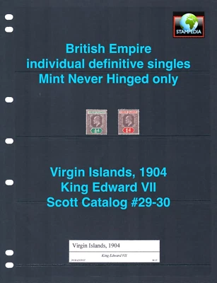 at $6.35 Scott Value  - 1904 VIRGIN ISLANDS King Edward VII CV MNH NH UMM - Image 1 of 4