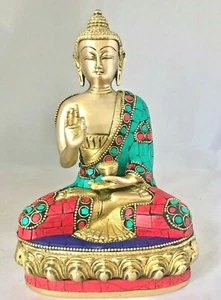 Buda 6,5"" Piedra Medicina Grande Latón Buda PESADO Meditación Hecho a Mano - Imagen 1 de 8