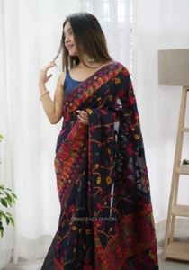Indian Bollywood Designer Sari Wedding Party Wear Blouse Pakistani Ethnic Saree - Picture 1 of 7