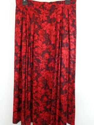 Falda Pendleton Clásica Para Mujer Floral Plisada Larga 10 Bolsillos Rojos Rayón Foto 1 de 4