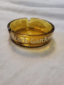 Vintage Busch Gardens Tampa Florida Souvenir Amber Glass Ashtray - Picture 1 of 7