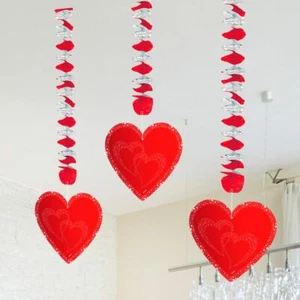 RED HEART HANGING DECORATIONS VALENTINES DAY / ANNIVERSARY / WEDDING PARTY - Picture 1 of 1