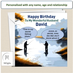 Personalisierte Geburtstagskarte Angeln Ehemann Onkel Bruder Opa Sohn Ihn FISCH5 - Bild 1 von 7
