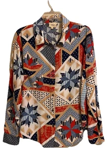 Camisa boho manga larga con botones patrón mixto Sterling & Stitch para mujer talla M - Imagen 1 de 11
