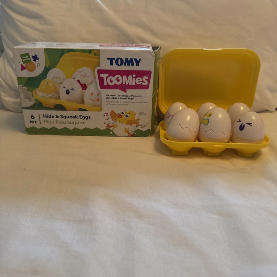 TOMY Hide N Squeak Eggs Play to Learn Baby Toddler Toy Hide and Squeak - Image 1 of 4