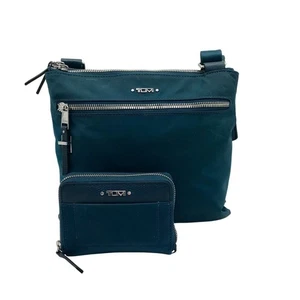 Tumi Teal Nylon Voyageur Tula Crossbody & Wallet - Picture 1 of 11