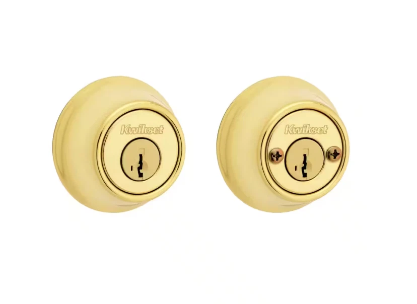 Cerrojo doble cilindro Kwikset 665 - latón pulido, con llave ambos lados, grado 3 Foto 1 de 3