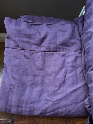 Sábanas Wamsutta Algodón Púrpura Damasco Rayas Planas y Ajustadas Queen LEER POR FAVOR Foto 1 de 4