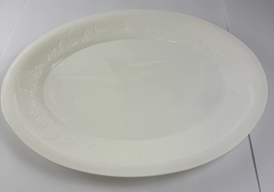 Oval Turkey White Acrylic Plastic Serving Dish Tray 19 1/2 X 15 - Image 1 of 4