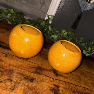 Vintage/Haeger/2-teiliges Set/Keramik/runde Kugel-Pflanzgefäße/hellorange/3,5” hoch x 3” breit/ - Bild 1 von 8