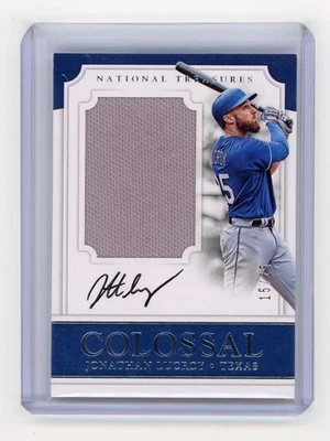 2017 Panini National Treasures Colossal Jonathan Lucroy Patch Auto /99 #CMS-LY - Image 1 of 2
