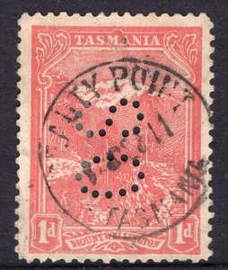 Tasmania BEAUTY POINT 1911 pmk on 1d pictorial rated R (8) by Hardinge - Bild 1 von 1