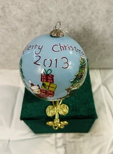 Li Bien 2013 Glass Christmas  Ornament Reverse Hand Painted Tree Bird Gifts 3” - Picture 1 of 10