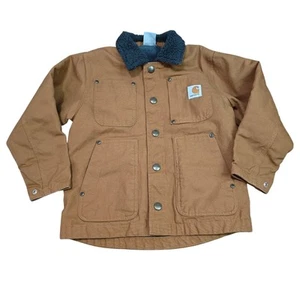 Carhartt Jacket Boys XSmall 6 Brown Canvas Blanket Lined Barn Chore Ranch Coat - Picture 1 of 5