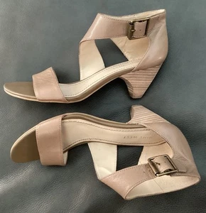Nine West Axonm Sz 6.5 M Leather Open Toe Ankle Strap Buckle Taupe/brown - Picture 1 of 8