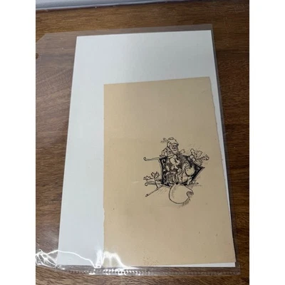 Impresión ilustrativa de hojas de otoño de carro de montar gnomo vintage Foto 1 de 2