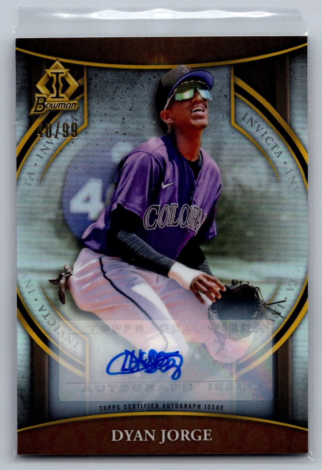 2023 Bowman #BI-14 Dyan Jorge Bowman Invicta Autographs #40/99